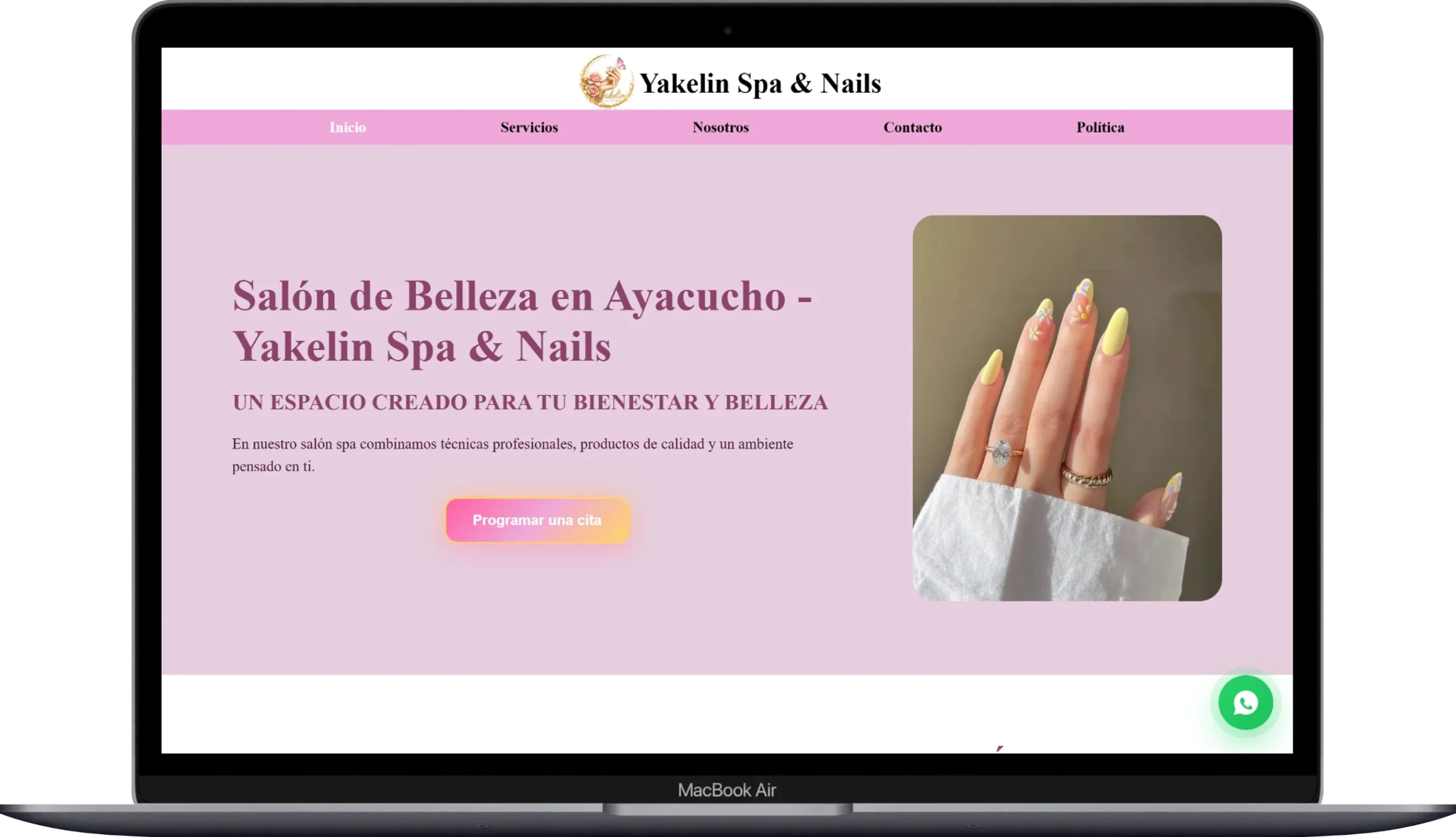 pagina web profesional desarrollada para Yakelin Spa por agencia de diseño web en Perú